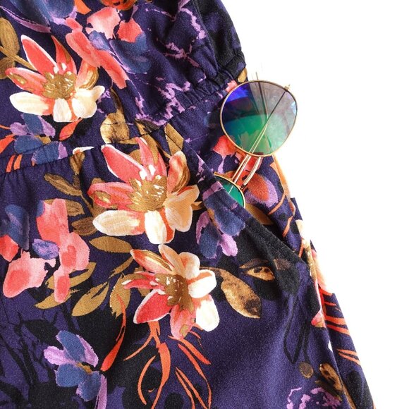 Torrid Sz 5 Navy Floral V Neck Challis Zip-Front Shirt Dress - Picture 7 of 12